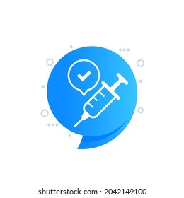 vaccination check icon with a vaccine