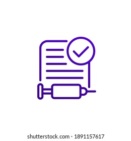vaccination check line icon, vector