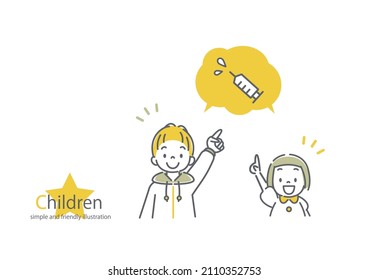 vaccination for children, simple and friendly illustration