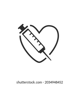 vaccination clip art, love with an injection vector illustration