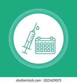 Vaccination color button icon. Course treatment. Pictogram for web page, mobile app, promo.Editable stroke.