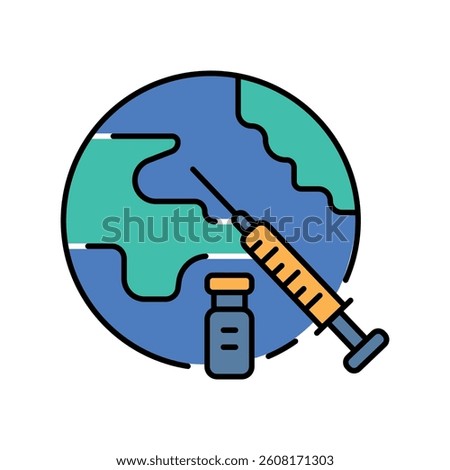 Vaccination color flat icon for digital and print projects.  Minimal clean icons for apps and websites. Modern simple icons for UI UX and branding