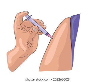 Impfkonzept. Anwendbar bei Covid 19, Coronavirus, Grippeimpfstoff-Injektion, Abbildung der Impfung. Eine Krankenschwester injiziert einem Patienten einen Impfstoff. Vektorgrafik