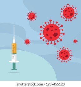 Vaccination concept design, protecting from covid-19. Vector flat illustration.