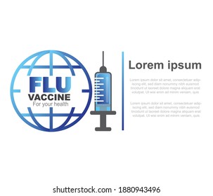 Vaccination concept design. vaccine protection against viruses and flu. Display for medicine and vaccine concept, banner, poster, web page.
