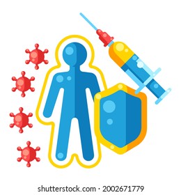 Vaccination concept illustration. Immunization items. Health care and protection from virus. Medical industry.