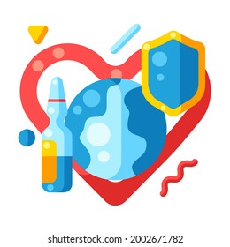 Vaccination concept illustration. Immunization items. Health care and protection from virus. Medical industry.
