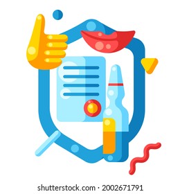 Vaccination concept illustration. Immunization items. Health care and protection from virus. Medical industry.