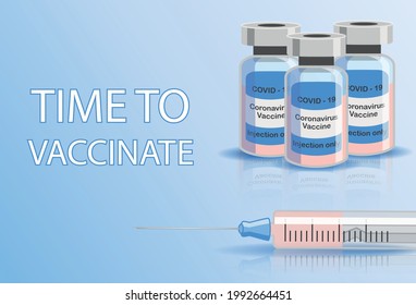 Vaccination concept. Immunization campaign. Vaccination against the vaccine. Health care and security. Syringe and vaccine vial. Medical treatment. Flat illustrations.