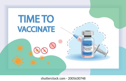 Impfkonzept. Impfkampagne. Impfung gegen den Impfstoff. Gesundheitsversorgung und Sicherheit. Spritze und Impfstoffflasche. Medizinische Behandlung. Flache Illustrationen.