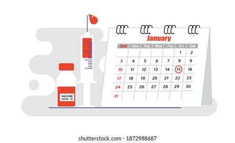 Vaccination concept. Landing page template, banner, icon. Modern immunization concept for web design with syringe, vaccine, bottle, antibodies and virus. Flat vector illustration, isolated objects.