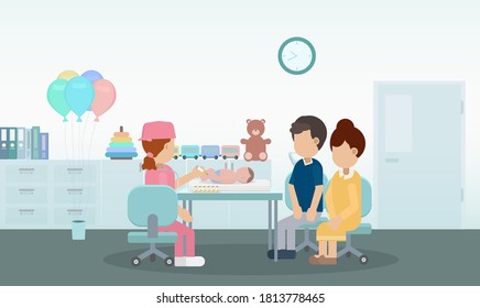 Vaccination concept with nurse hold syringe with vaccine flat design vector illustration