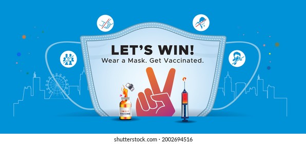 Vaccination concept with protection safety guideline. Get your flu shot and boost your immunity power strength, win the fight against delta plus corona Covid-19 new variant pandemic