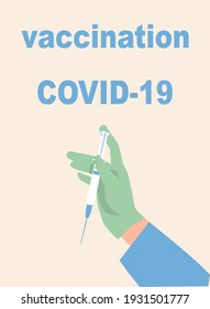 vaccination covid-19 coronavirus concept, doctor's hand with syringe 