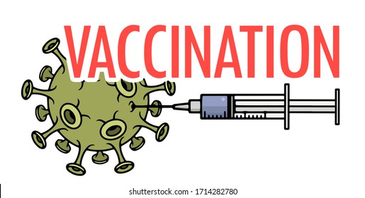 Vaccination or cure concept banner. COVID-19 virus vaccine, syringe injection, prevention, immunisation, cure and treatment for coronavirus infection.