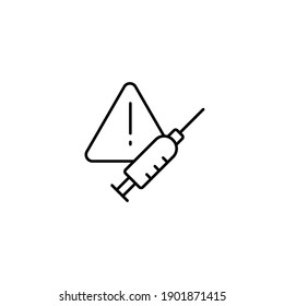 Vaccination, dangerous simple thin line icon vector illustration