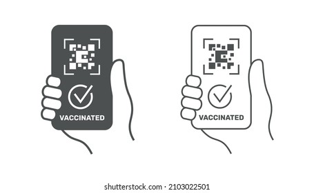 Vaccination digital certificate icon. Vector illustration on white background.