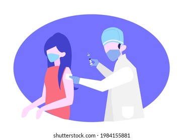 Vaccination, Doctor inject vaccine - Graphic Illustration