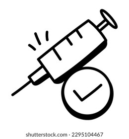 Vaccination done, hand drawn doodle icon