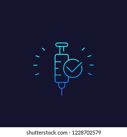 vaccination done icon, line vector