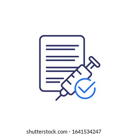 vaccination done, line icon on white