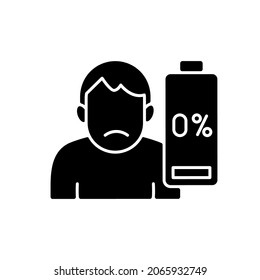 Vaccination Effect Black Glyph Icon. Drowsiness And Fatigue. Mental Burnout. Physical Weakness. Symptom Of Disease. Health Care. Silhouette Symbol On White Space. Vector Isolated Illustration