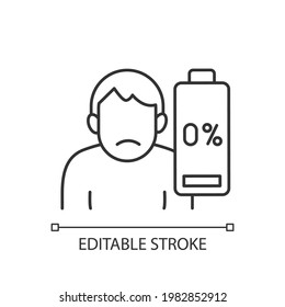 Vaccination Effect Linear Icon. Drowsiness And Fatigue. Mental Burnout. Physical Weakness. Thin Line Customizable Illustration. Contour Symbol. Vector Isolated Outline Drawing. Editable Stroke