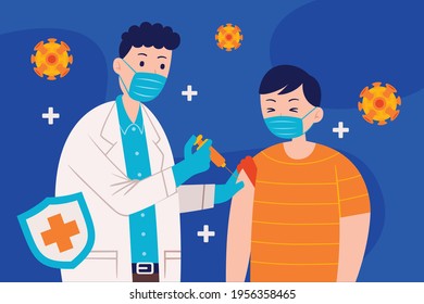 vaccination in flat design style