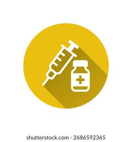 Ícone plano de vacinação. Ilustração simples com sombra longa para design gráfico e da Web.
