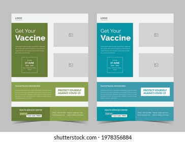 Vaccination Flyer Design. Vaccine Leaflet Template. Injection Flyer Poster Template. Covid Vaccination Flyer.