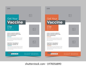 Vaccination Flyer Design. Vaccine Leaflet Template. Injection Flyer Poster Template. Covid Vaccination Flyer.