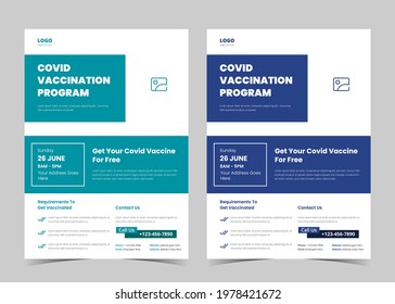 Vaccination Flyer Design. Vaccine Leaflet Template. Injection Flyer Poster Template. Covid Vaccination Flyer