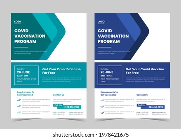 Vaccination Flyer Design. Vaccine Leaflet Template. Injection Flyer Poster Template. Covid Vaccination Flyer