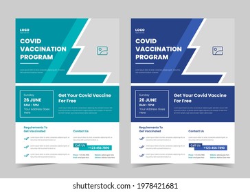 Vaccination Flyer Design. Vaccine Leaflet Template. Injection Flyer Poster Template. Covid Vaccination Flyer