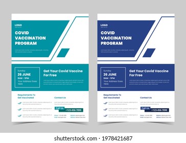 Vaccination Flyer Design. Vaccine Leaflet Template. Injection Flyer Poster Template. Covid Vaccination Flyer