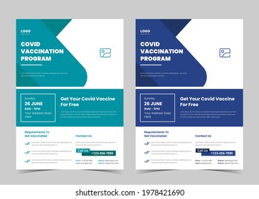 Vaccination Flyer Design. Vaccine Leaflet Template. Injection Flyer Poster Template. Covid Vaccination Flyer