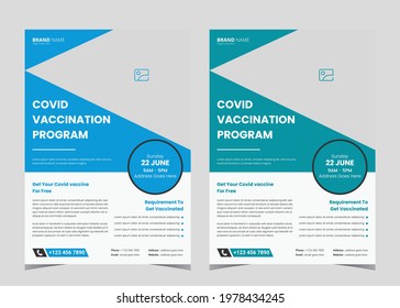 Vaccination Flyer Design. Vaccine Leaflet Template. Injection Flyer Poster Template. Covid Vaccination Flyer