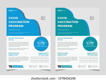 Vaccination Flyer Design. Vaccine Leaflet Template. Injection Flyer Poster Template. Covid Vaccination Flyer