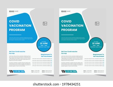 Vaccination Flyer Design. Vaccine Leaflet Template. Injection Flyer Poster Template. Covid Vaccination Flyer