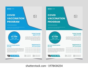 Vaccination Flyer Design. Vaccine Leaflet Template. Injection Flyer Poster Template. Covid Vaccination Flyer