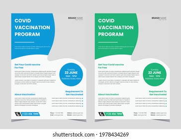 Vaccination Flyer Design. Vaccine Leaflet Template. Injection Flyer Poster Template. Covid Vaccination Flyer