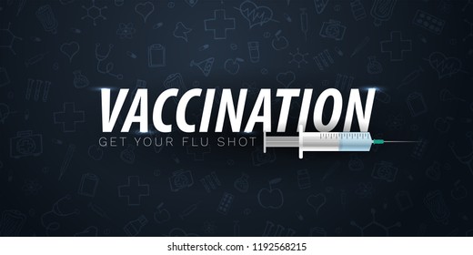 Vaccination. Get Your Flu Shot. Medical Poster. Health Care. Vector Medicine Illustration