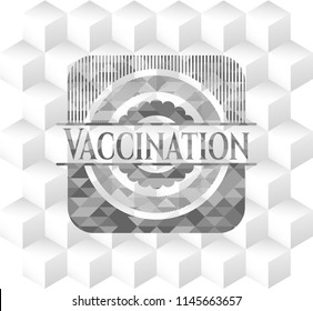 Vaccination grey emblem with cube white background