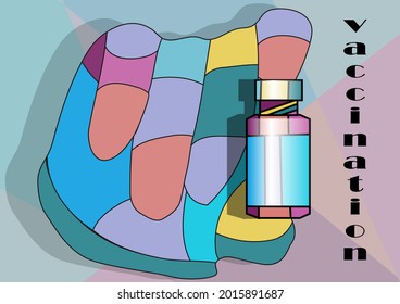 vaccination and hand. abstract multicolr vector illustration