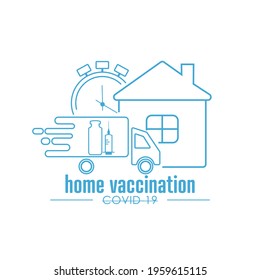 Vaccination at home icon. Flat vector logo.