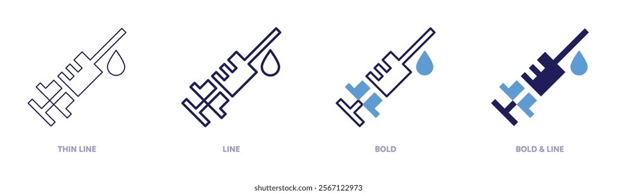 Vaccination icon in 4 different styles. Thin Line, Line, Bold, and Bold Line. Duotone style. Editable stroke.