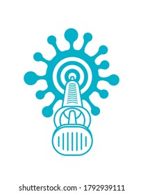 Vaccination icon - dead virus (or bacterie) pierced by syringe - isolated vector healthcare stamp