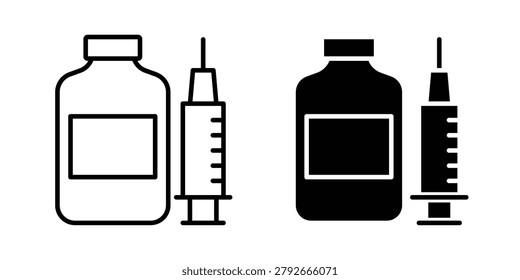 Vaccination icon design. Editable silhouette and Thin Stroke outlined icons pack