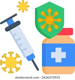 Vektorgrafik mit flachem Impfsymbol