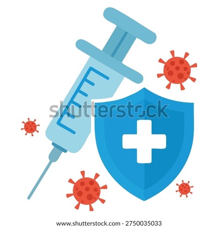 Vaccination icon flat vector illustration representing healthcare immunity prevention medical protection public health and safety concept